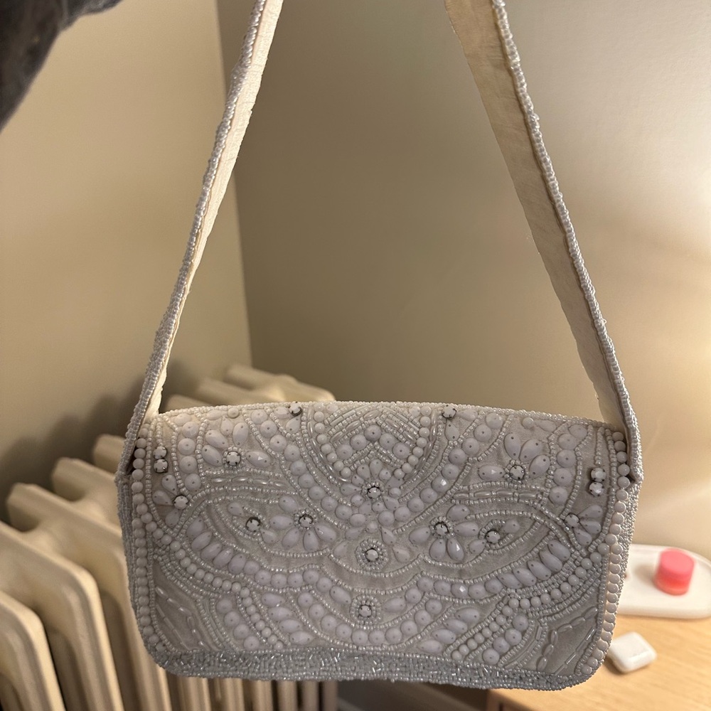Beaded white purse
